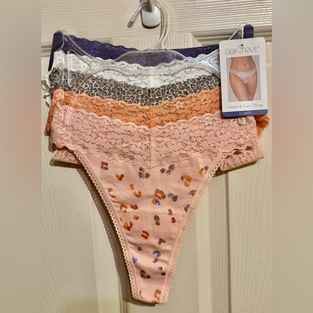 Saint Eve Cotton & Lace Thong 5pk